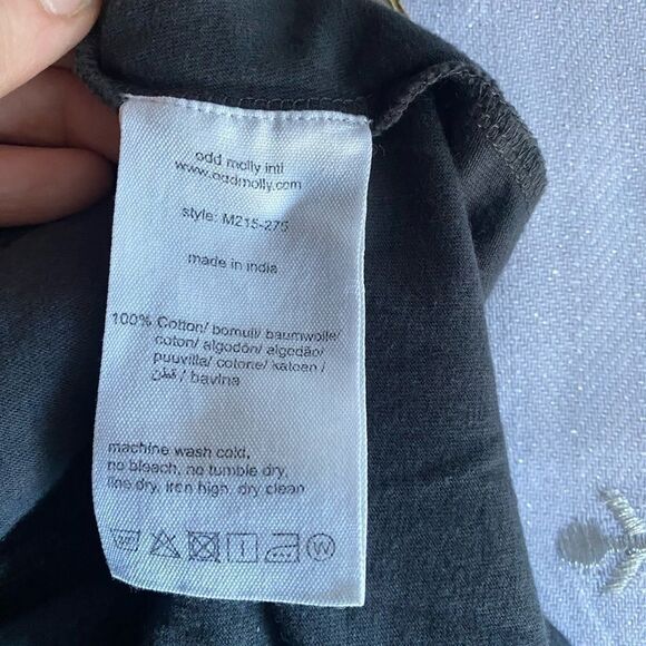 Odd Molly Dress Womens Sz 0 Dark Gray  Tunic 100% Cotton Embroidered NWT - Picture 10 of 13